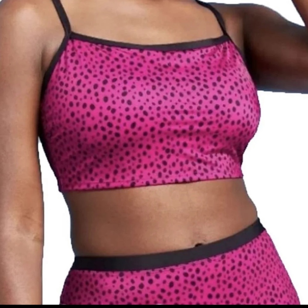 New All in Motion Hot Pink and Black Dot Athletic Bikini Set